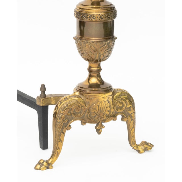 French Empire Style Brass Andirons, Pair For Sale - Image 4 of 8