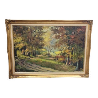 1970s Beautiful Landscape Painting on Canvas Signed For Sale