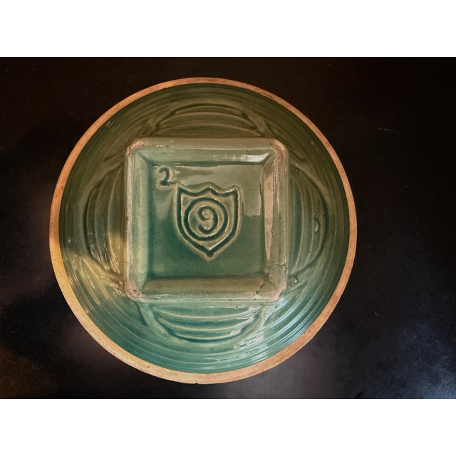 Vintage 1920s McCoy Pottery Mixing Bowl in Green Glaze. The base with it's shield is a classic indication of an Authentic...