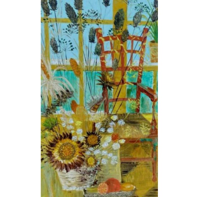 Abstract Expressionism Large Oil on Canvas Window Scene Painting, Mid-Century For Sale - Image 3 of 8