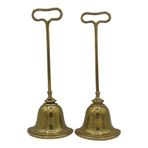 Circa 1780-1820 English Pair of Bell Form Brass “Door Porters” or Doorstops