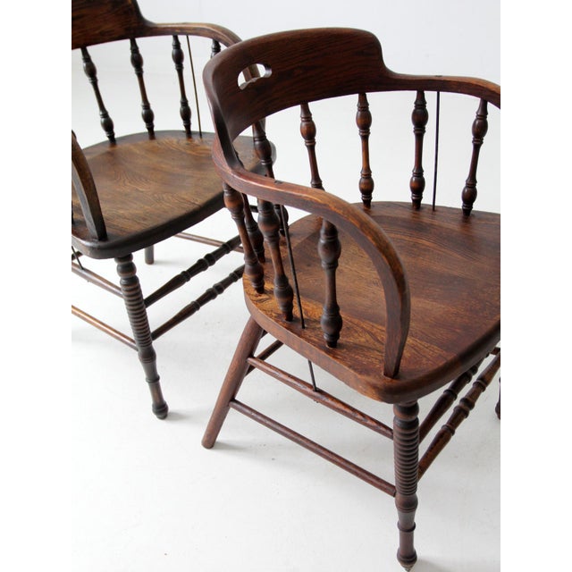 Antique Captains Chair Pair For Sale - Image 11 of 12