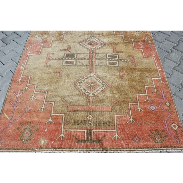Tan Vintage Turkish Anatolian Area Rug - 60"x130.5" For Sale - Image 8 of 13