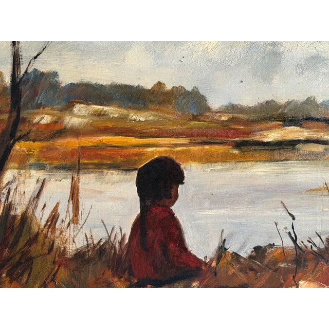 Poul Anders, Autumn River Landscape, 1960s, Oil on Canvas, Framed For Sale - Image 7 of 11