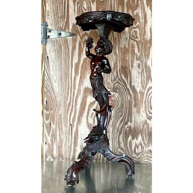 Wood Vintage Boho Hand Carved Serpent Pedestal For Sale - Image 7 of 9