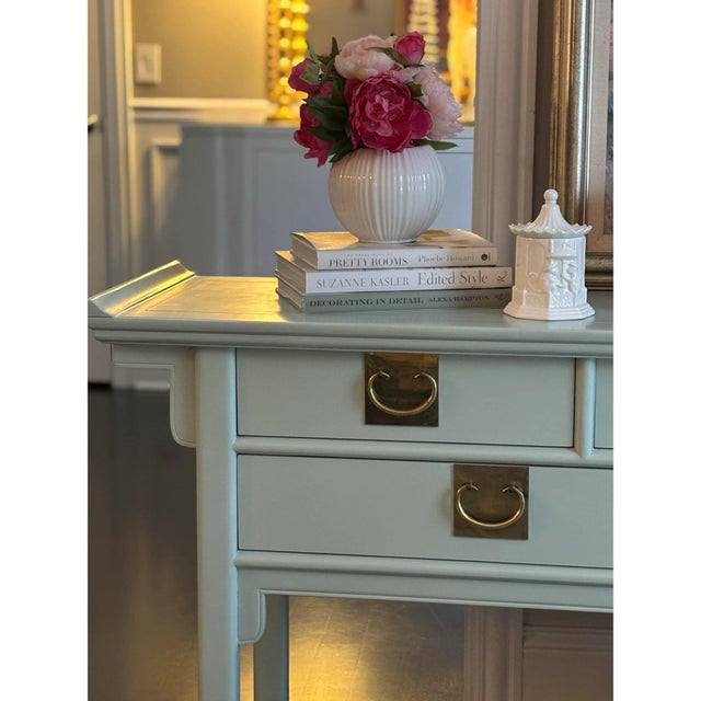 1980s Chinoiserie Painted Pagoda Style Credenza Sideboard by Century Furniture For Sale - Image 5 of 9