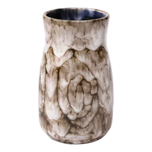 Mid-Century Modernist White and Earth Toned Ceramic Vase with Spiral Motif