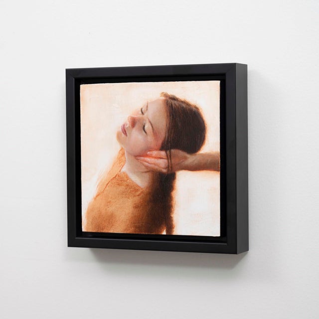 Contemporary A Sense of Listening by Ken Cunningham | Oil on cradled panel Woman with eyes closed listening. For Sale - Image 3 of 5