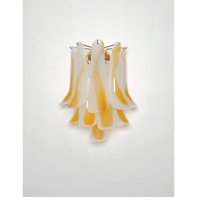 Vintage Italian Murano Wall Lights with 10 Acid-Etched Amber Glass Petals, 1990s, Set of 2 For Sale - Image 17 of 17
