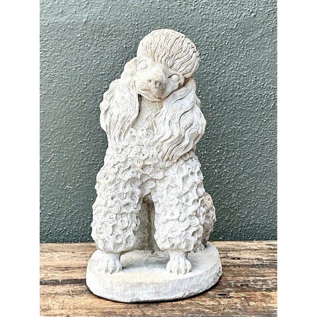 Vintage Cement Poodle Dog Statue For Sale - Image 10 of 12