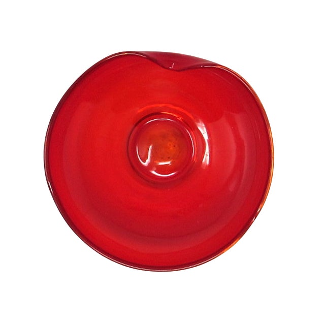 Glass 1960s Ruby Red Hand-Blown Glass Ashtray For Sale - Image 7 of 8