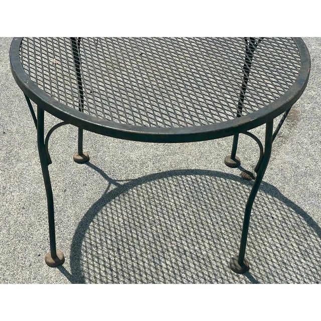 Mid 20th Century Mid 20th Century Woodard Wrought Iron Small Round Occasional Side Garden Patio Table Mesh Top For Sale - Image 5 of 12