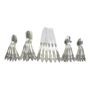 1971 Vintage Ornate Silver Plated Renaissance Six 5-Piece Place Settings Flatware Set- 30 Pieces