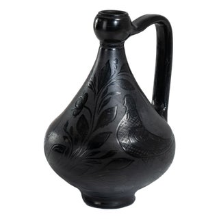 Mid 20th Century Hungary Black Ceramic Jar For Sale