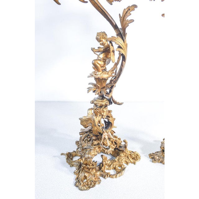Brown Napoleon III Gilded Bronze Candelabra, Set of 2 For Sale - Image 8 of 18