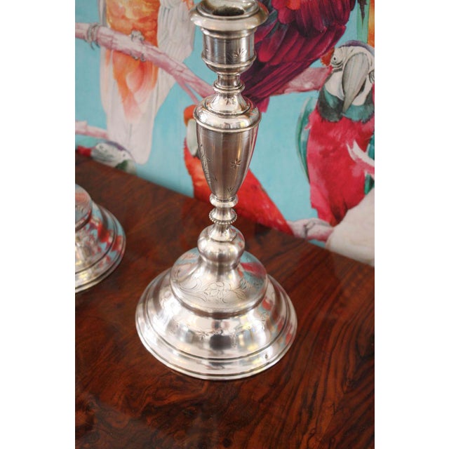 Antique Silver Candleholders, Set of 2 For Sale - Image 5 of 9