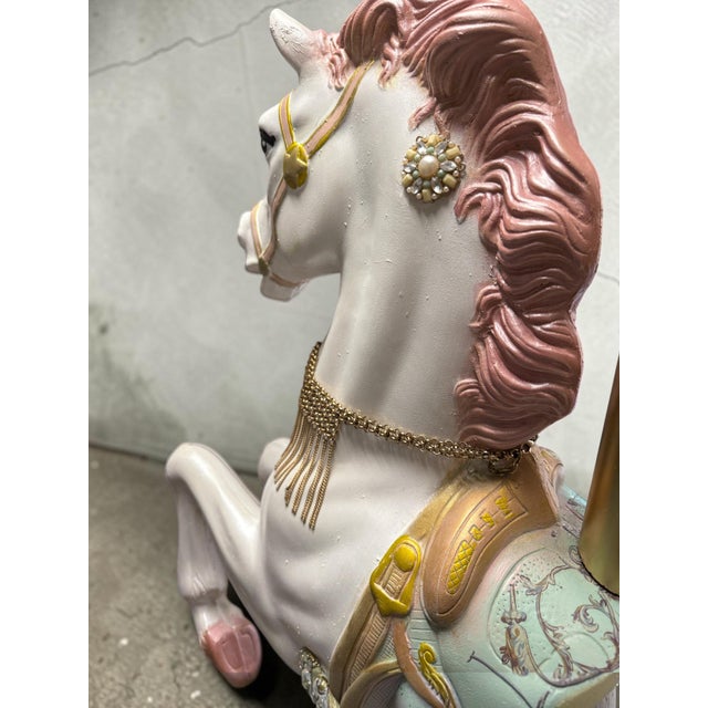 Wood Marie Antoinette-Inspired Carousel Horse With Pole Stand For Sale - Image 7 of 14