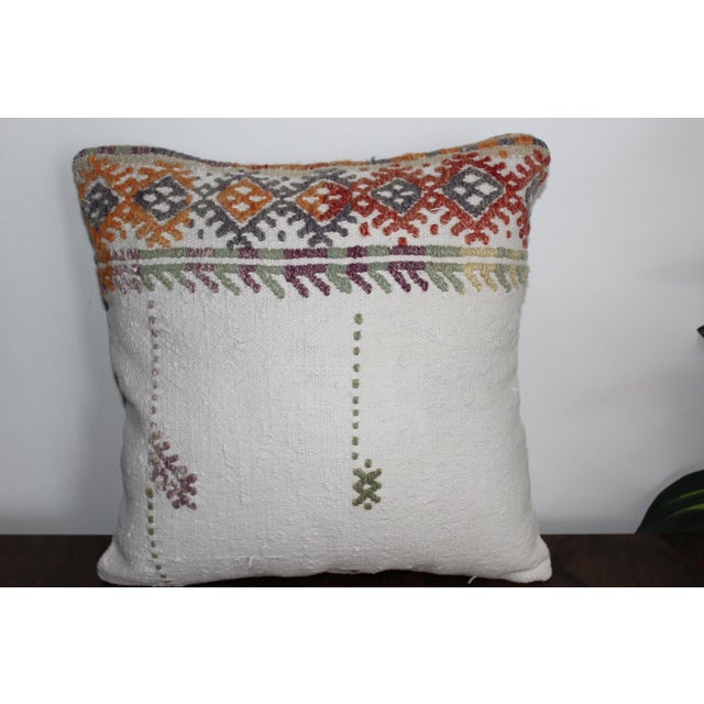 1960s Turkish Kilim Decorative Pillow Cover - 16”x16" & 10.5"x20" For Sale - Image 5 of 13