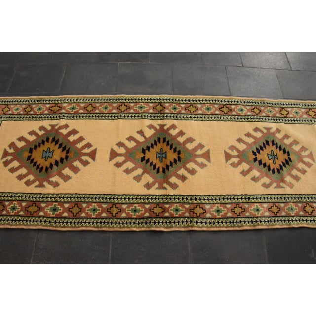 1980s Tribal Hand Knotted Cream Milas Runner Rug For Sale - Image 9 of 11