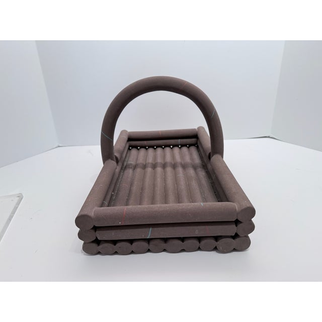 Ceramic Vintage Karl Springer Matte Bisque Porcelain Basket Centerpiece For Sale - Image 7 of 15