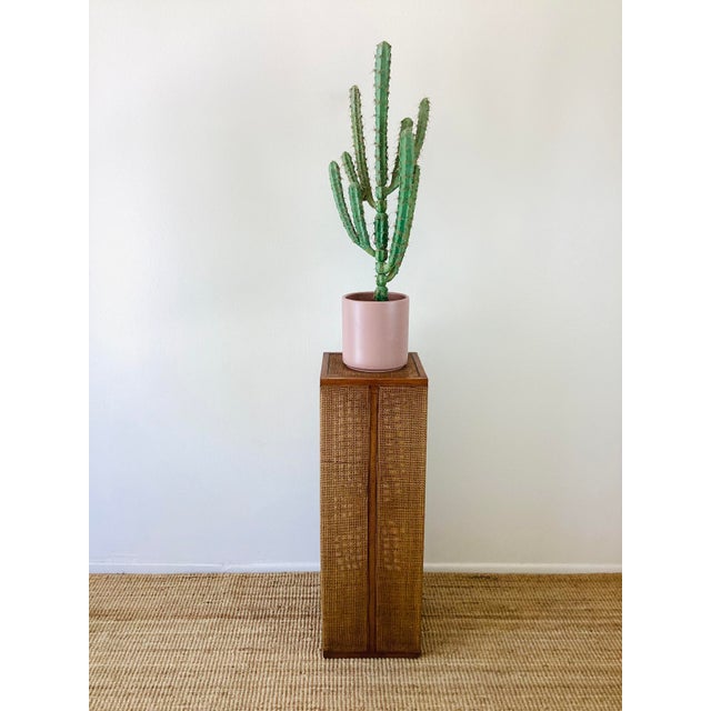 Wood Vintage 1970s Woven Rattan / Reed Tall Art Pedestal For Sale - Image 7 of 12