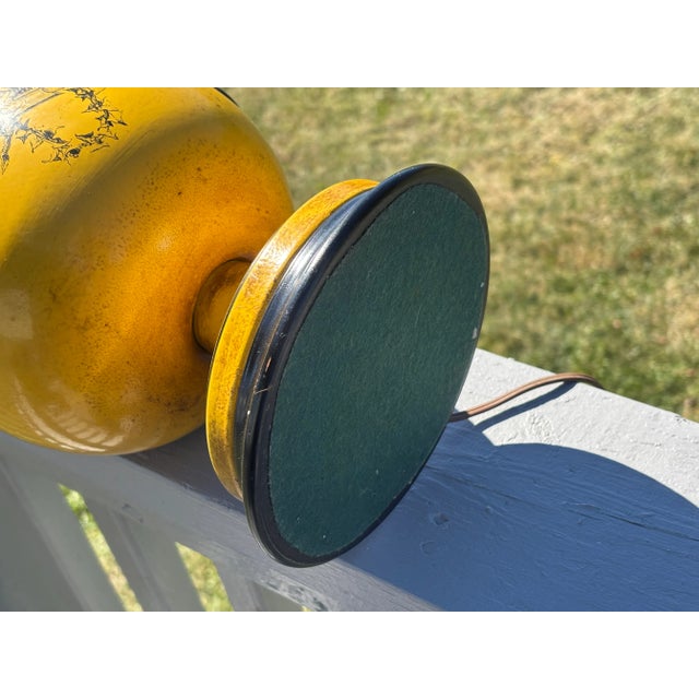 Mid 20th C. Neoclassical Yellow + Black Toile Table Lamp For Sale - Image 10 of 11
