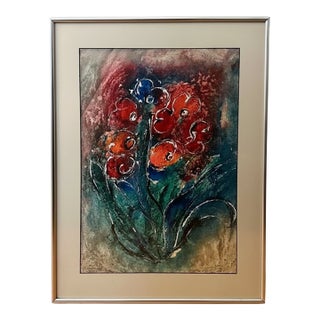 “Full Bloom” Mixed Media 1950’s Syracuse Ny Signed but Artist Unknown For Sale