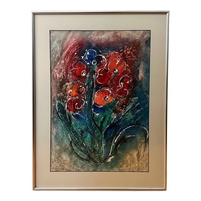 “Full Bloom” Mixed Media 1950’s Syracuse Ny Signed but Artist Unknown For Sale
