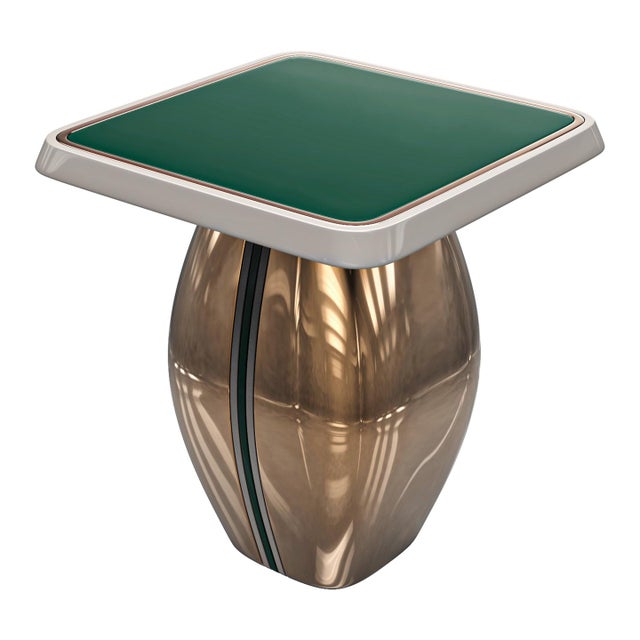 Art Deco "Signora" Side Table With Bronze and Stainless Steel, Handmade For Sale - Image 3 of 5
