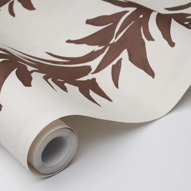 Schumacher Schumacher x Backdrop White Lotus Wallpaper in Cocoa For Sale - Image 4 of 4