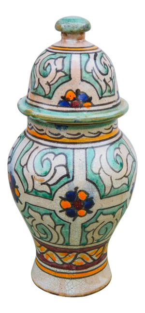 Moorish-Patterned Ceramic Lidded Urn