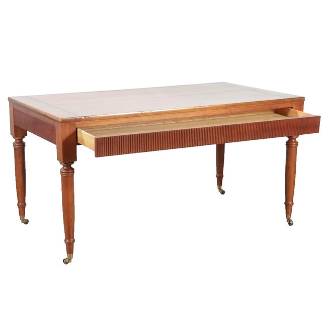 Modern Late 20th Century Baker Milling Road Distressed Teak Writing Desk on Casters For Sale - Image 3 of 6