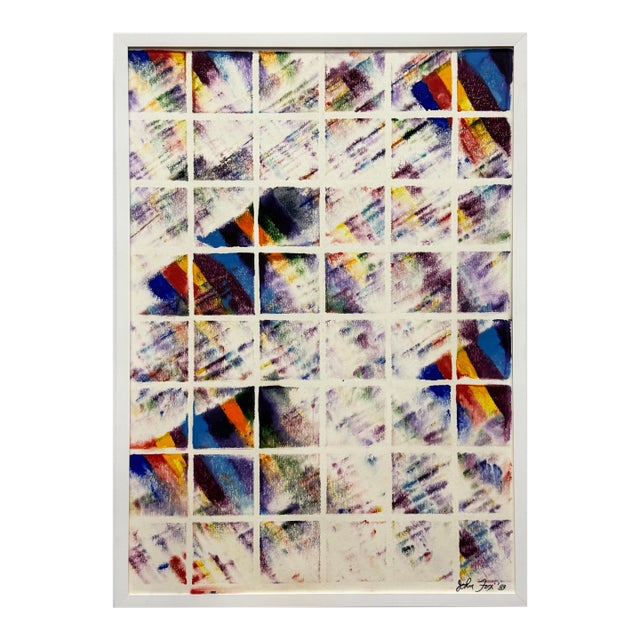 1983 John Richard Fox Abstract Mixed Media Painting, Newly Framed For Sale
