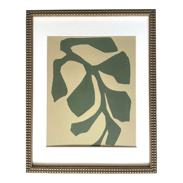 2026 "Edera" Abstract Minimalist Botanical Painting on Cotton Paper by Artist r.k. Red For Sale