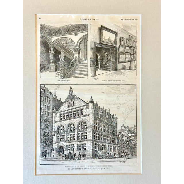 American Art Institute of Chicago, Michigan Avenue and Monroe Street Original Print, 1880 For Sale - Image 3 of 3