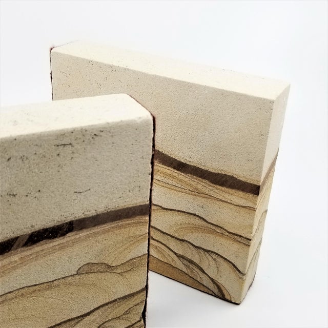 Sandstone Bookends Vintage a Pair Organic Modern Decor Rock Specimen