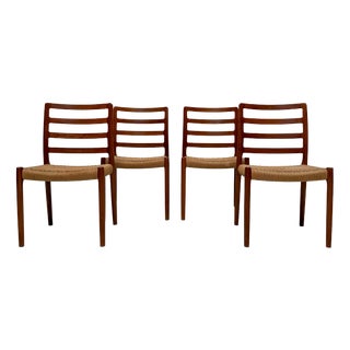 Vintage Danish Teak Dining Chairs No. 85 by Niels O. Møller from J.L. Møllers, 1970s, Set of 4 For Sale