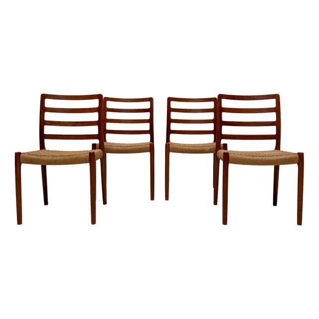 Vintage Danish Teak Dining Chairs No. 85 by Niels O. Møller from J.L. Møllers, 1970s, Set of 4 For Sale