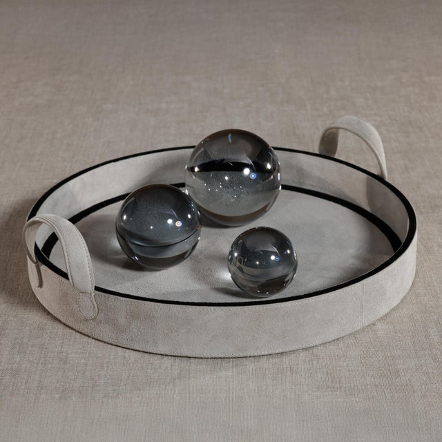 Contemporary Crystal Glass Ball, Smoke, 4.5" For Sale - Image 3 of 3