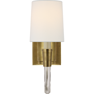 Thomas O'Brien for Visual Comfort Signature Vivian Single Sconce in Polished Nickel with Linen Shade