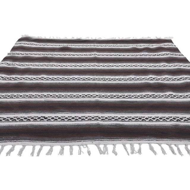 Mid-Century Modern Vintage Striped Indian Kilim Rug - 04'09 X 05'11 For Sale - Image 3 of 9