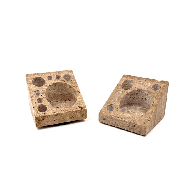 Mid-Century Modern Travertine Desk Organizers by Enzo Mari for Danese, Italy, 1970s, Set of 2 For Sale - Image 3 of 17