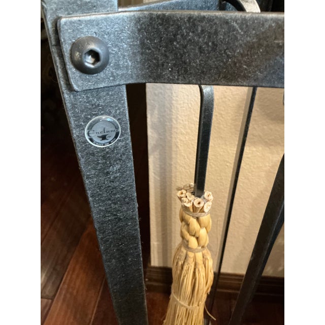 Vintage beautifully crafted fireplace companion set by Enclume, renowned for its American-made hand-forged iron hearth...