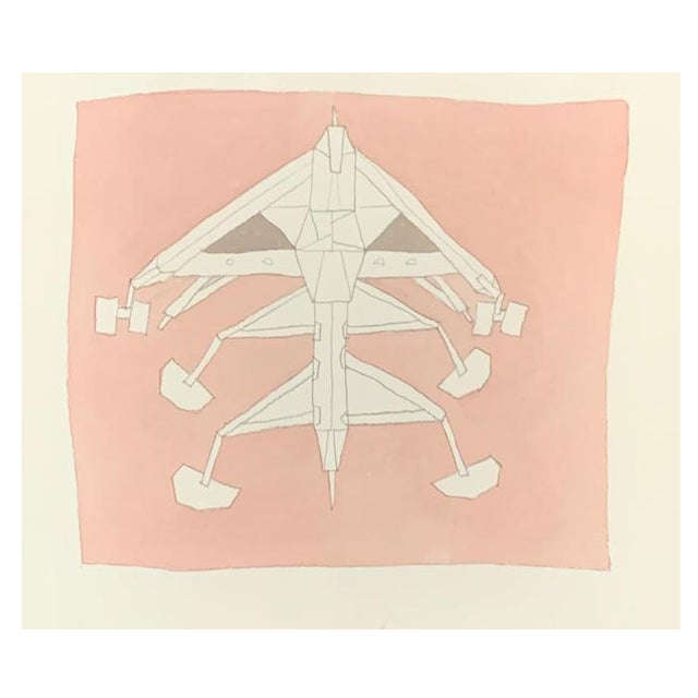 Renato Volpini, Composition, Tempera and Pencil on Paper, 1960s For Sale