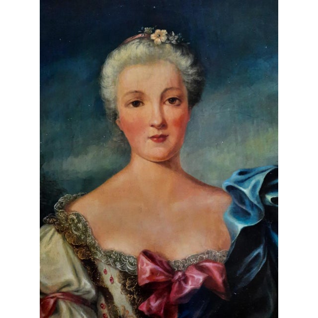 Mid 18th Century 18th Century Attributed Jean-Marc Nattier Oil Portrait of Madame De Pompadour For Sale - Image 5 of 12