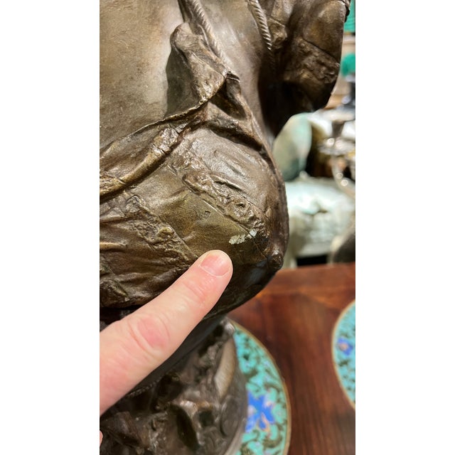 Brown Antique French Orientalist Bust Sculpture of a Courtesan After Clement Steiner For Sale - Image 8 of 11