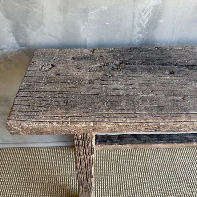 Wood Vintage Elm Wood Console Table For Sale - Image 7 of 13