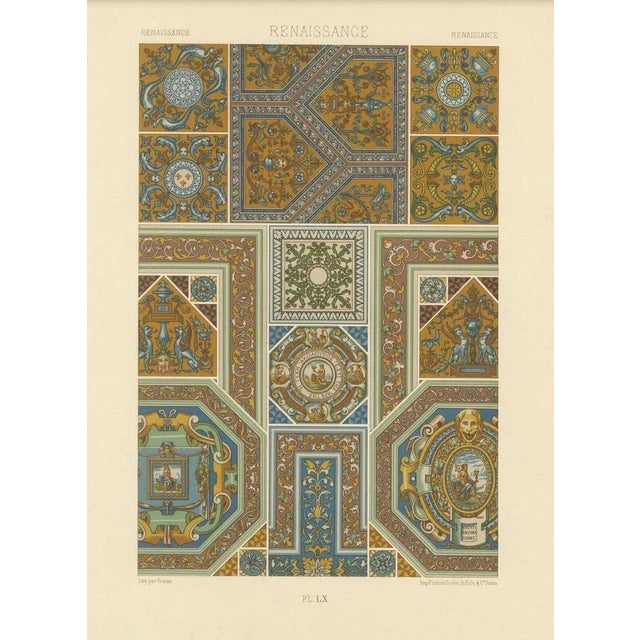 Paper Firmin-Didot Frères, Renaissance Ceiling Design, Plate LX, 1869, Print For Sale - Image 7 of 10