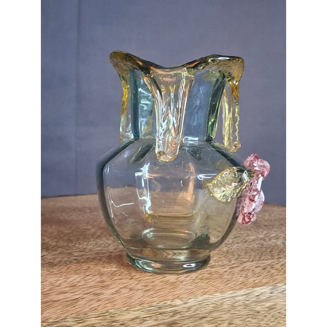 Rare Stevens & Williams Manganese Uranium Glass Bud Vase Applied Rose and Rigaree Feet C 1880 For Sale - Image 13 of 18