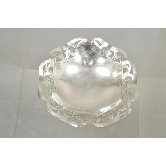 Vintage Victorian Scalloped Pierced Gallery Silver Plated Candy Trinket Dish For Sale - Image 10 of 10
